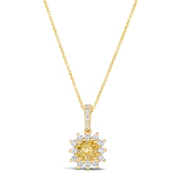 Le Vian Sunny Yellow Diamond Pendant Necklace 7/8 ct tw Cushion/Round 14K Honey Gold 18&quot;