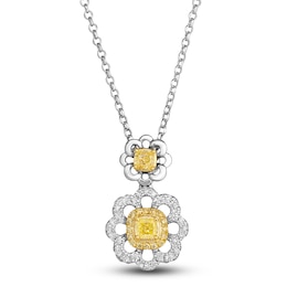 Le Vian Sunny Yellow Diamond Pendant Necklace 5/8 ct tw Round 14K Two-Tone Gold 19&quot;