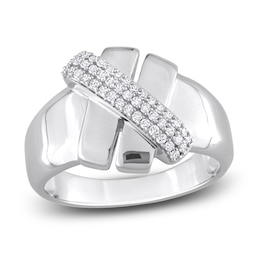 Y-Knot Men's Diamond Ring 1/5 ct tw Round 14K White Gold