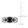 Thumbnail Image 3 of Black & White Diamond 3-Stone Ring 1-7/8 ct tw Round 14K White Gold