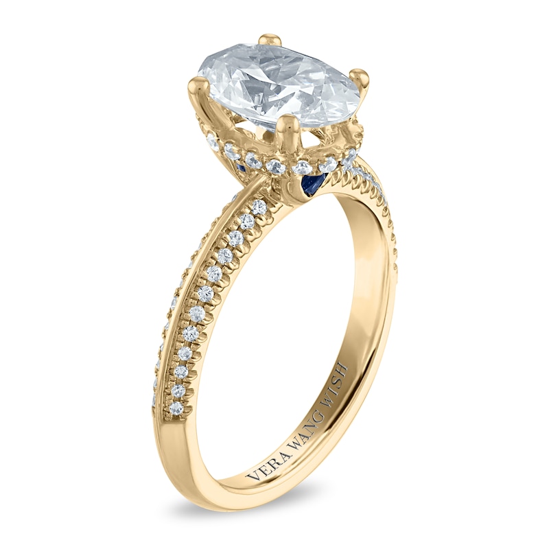 Vera Wang WISH Diamond Engagement Ring 2-1/5 ct tw Oval/Round 18K Yellow Gold