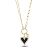 Thumbnail Image 1 of Shy Creation Natural Onyx Heart Pendant Necklace 1/8 ct tw Diamonds 14K Yellow Gold 18&quot; SC55025146