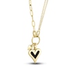 Thumbnail Image 3 of Shy Creation Natural Onyx Heart Pendant Necklace 1/8 ct tw Diamonds 14K Yellow Gold 18&quot; SC55025146