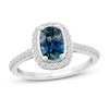 Thumbnail Image 1 of Montana Blue Cushion-Cut Natural Sapphire Ring 3/8 ct tw Round Diamonds 14K White Gold