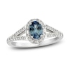 Thumbnail Image 1 of Montana Blue Oval-Cut Natural Sapphire Ring 1/4 ct tw Round Diamonds 14K White Gold