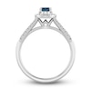 Thumbnail Image 2 of Montana Blue Oval-Cut Natural Sapphire Ring 1/4 ct tw Round Diamonds 14K White Gold