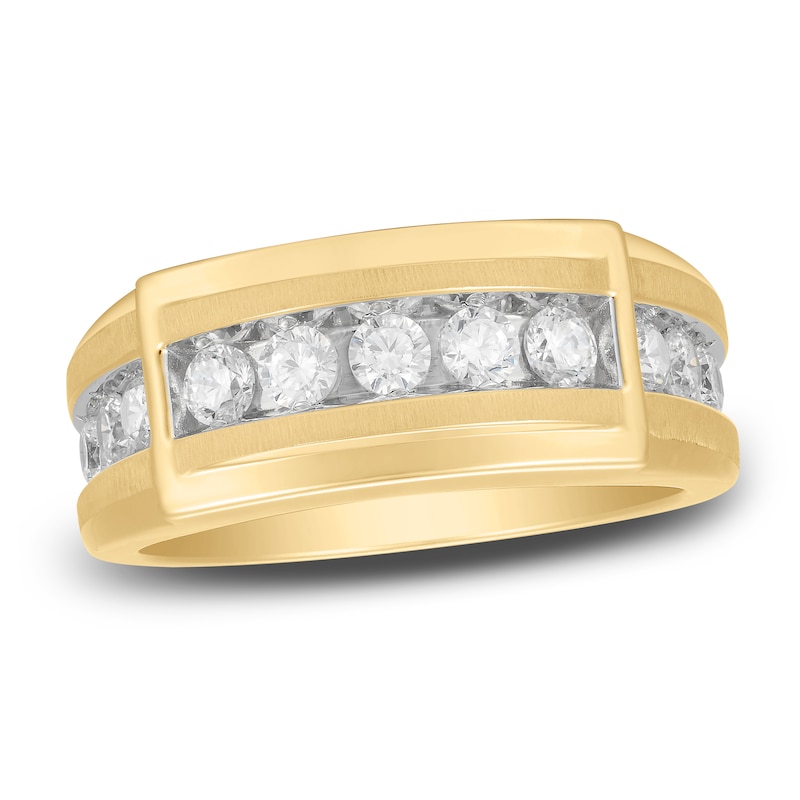 Men's Diamond Anniversary Ring 1 ct tw Round 14K Yellow Gold