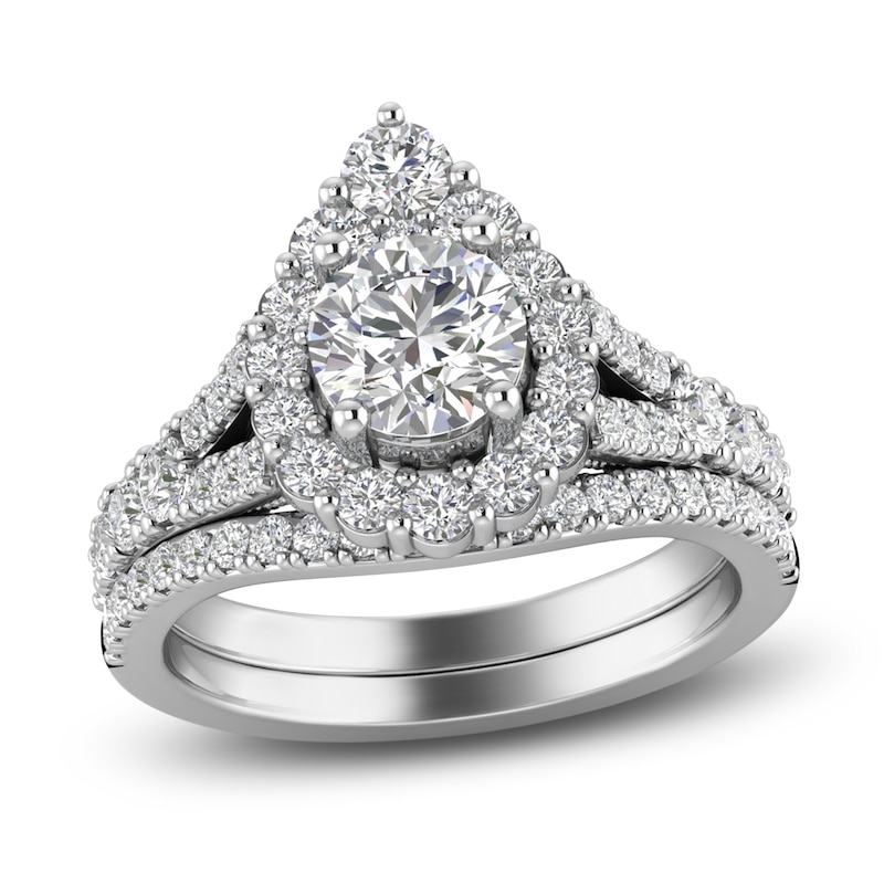 Main Image 1 of Diamond Halo Bridal Set 2 ct tw Round 14K White Gold