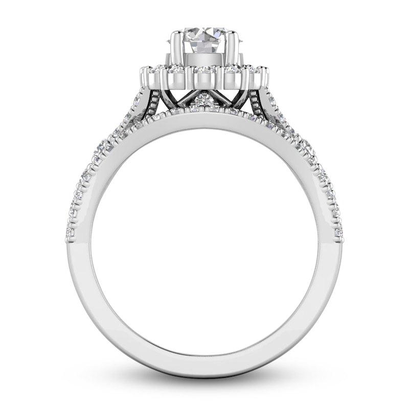 Main Image 2 of Diamond Halo Bridal Set 2 ct tw Round 14K White Gold