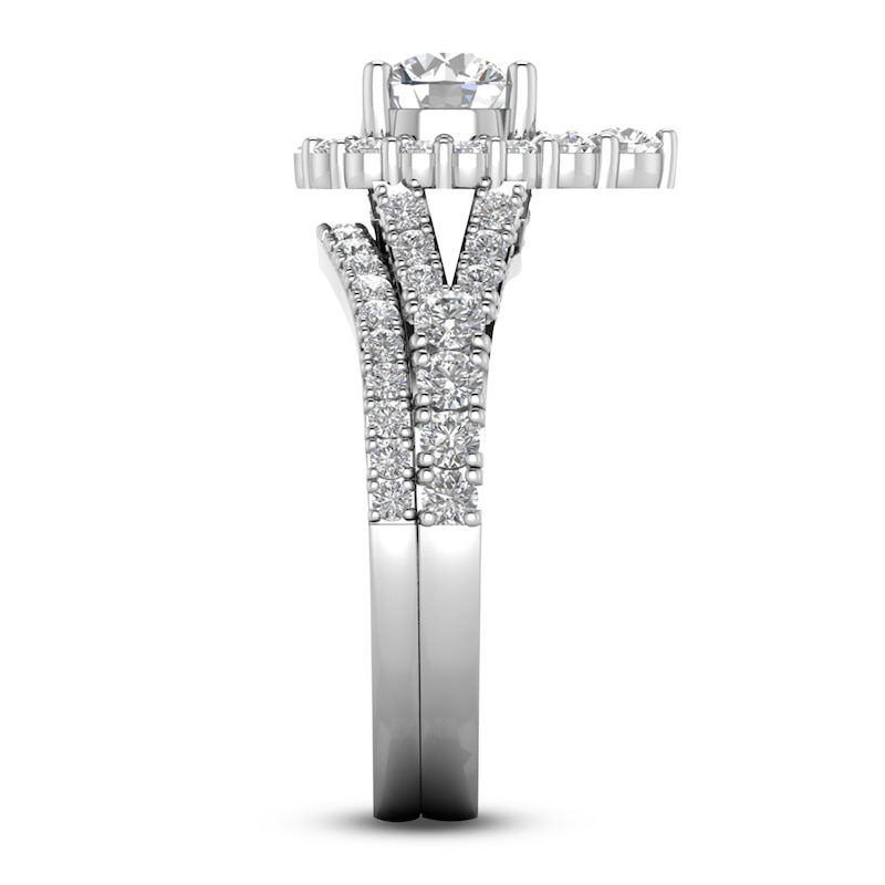 Main Image 3 of Diamond Halo Bridal Set 2 ct tw Round 14K White Gold