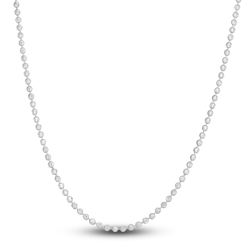 Beaded Chain Necklace 14K White Gold 24" 2.5mm