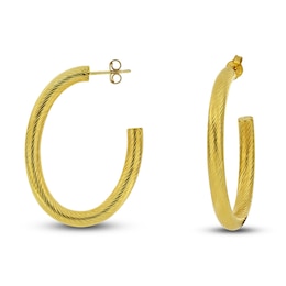 Italia D'Oro Diamond-Cut Twisted Hoop Earrings 14K Yellow Gold