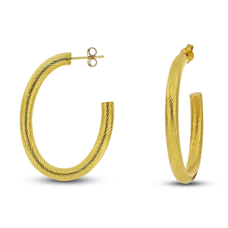 Italia D'Oro Diamond-Cut Twisted Hoop Earrings 14K Yellow Gold