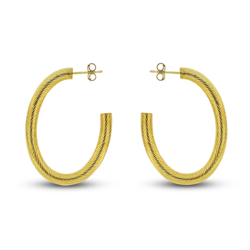 Italia D'Oro Diamond-Cut Twisted Hoop Earrings 14K Yellow Gold