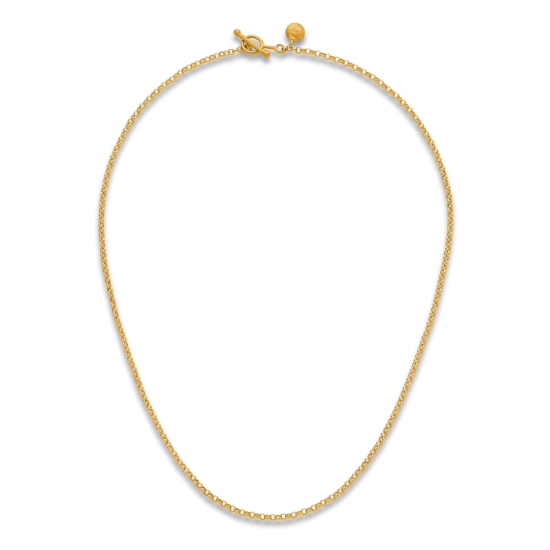 Main Image 4 of High-Polish Rolo Chain Necklace 24K Yellow Gold 18&quot; 2.1mm