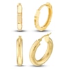 Thumbnail Image 1 of Lined & Brick Huggie Hoop Earring Set 14K Yellow Gold