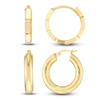 Thumbnail Image 2 of Lined & Brick Huggie Hoop Earring Set 14K Yellow Gold