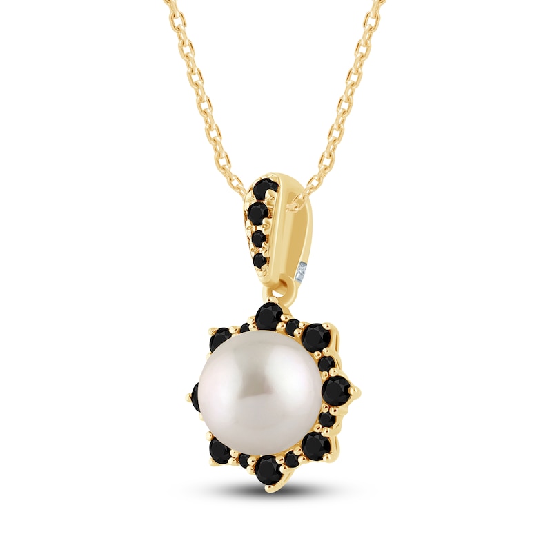 Main Image 2 of Pnina Tornai Freshwater Cultured Pearl & Black Diamond Pendant Necklace 1/2 ct tw 14K Yellow Gold