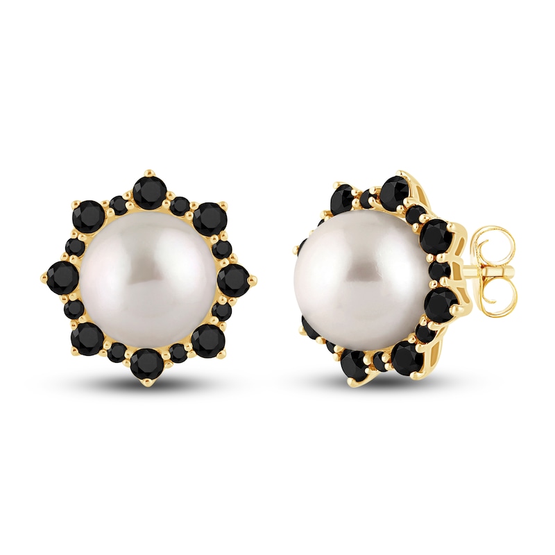 Main Image 2 of Pnina Tornai Freshwater Cultured Pearl & Black Diamond Earrings 3/4 ct tw 14K Yellow Gold