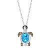 Thumbnail Image 1 of Le Vian Oval Natural Blue Topaz & Diamond Turtle Pendant Necklace 1/6 ct tw 14K Vanilla Gold