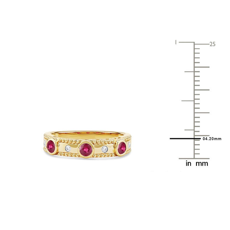 Round-Cut Natural Ruby Ring 1/20 ct tw 14K Yellow Gold