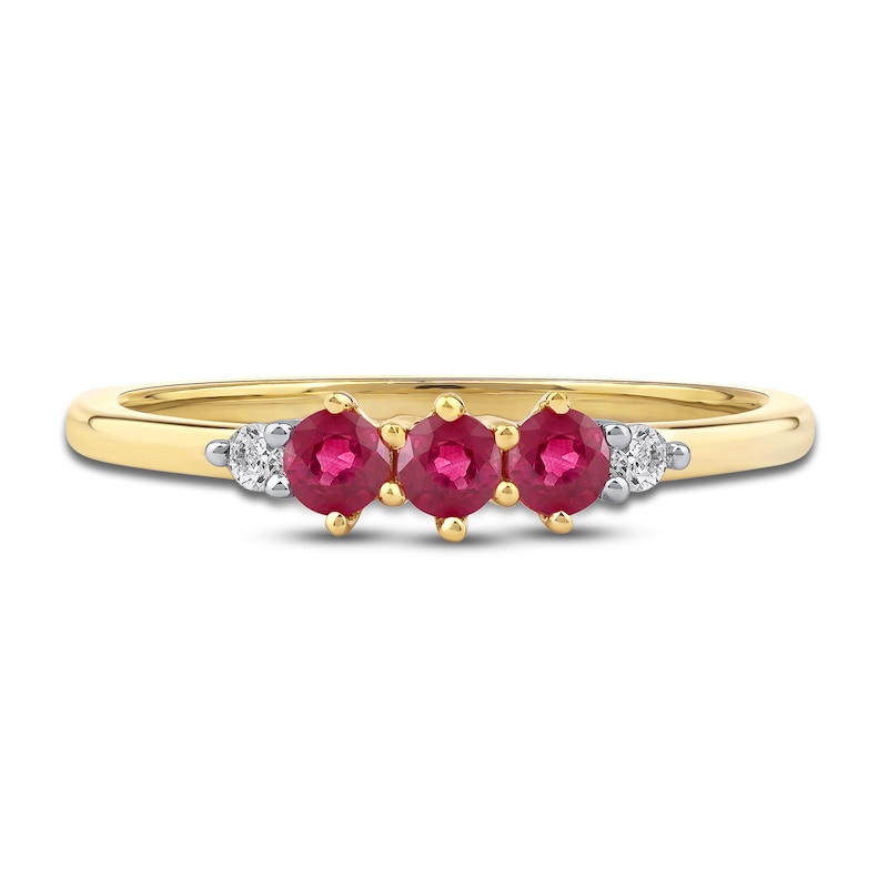 Main Image 3 of Round Natural Ruby Ring 1/20 ct tw 14K Yellow Gold