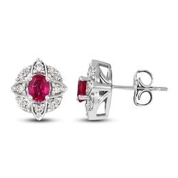Le Vian Natural Oval-Cut Ruby & Diamond Earrings 1/4 ct tw 14K Vanilla Gold