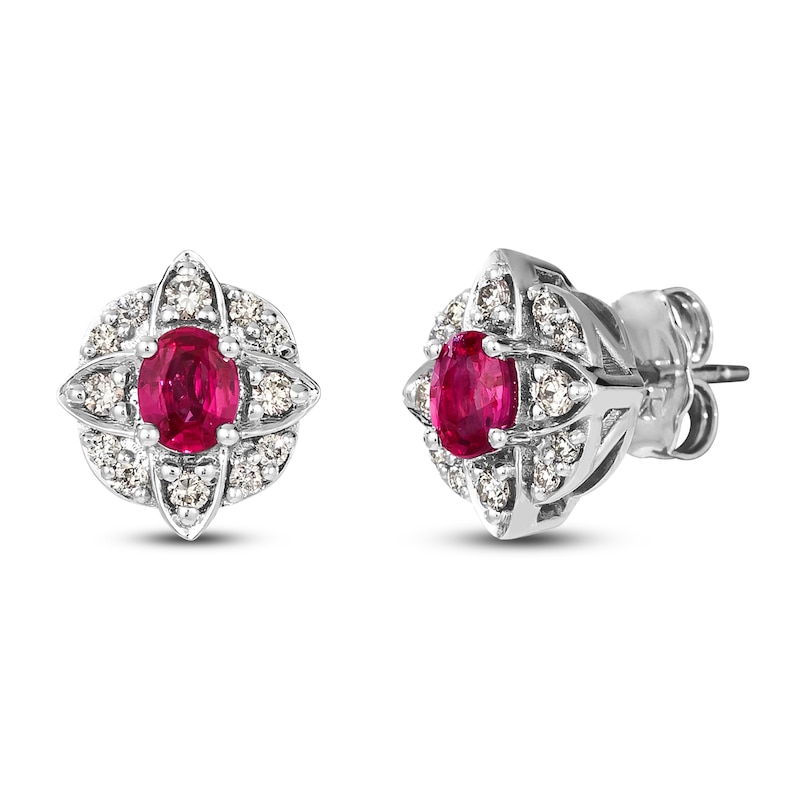 Le Vian Natural Oval-Cut Ruby & Diamond Earrings 1/4 ct tw 14K Vanilla Gold