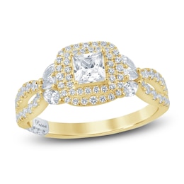 Pnina Tornai Princess-Cut Double Halo Engagement Ring 1-1/8 ct tw 14K Yellow Gold