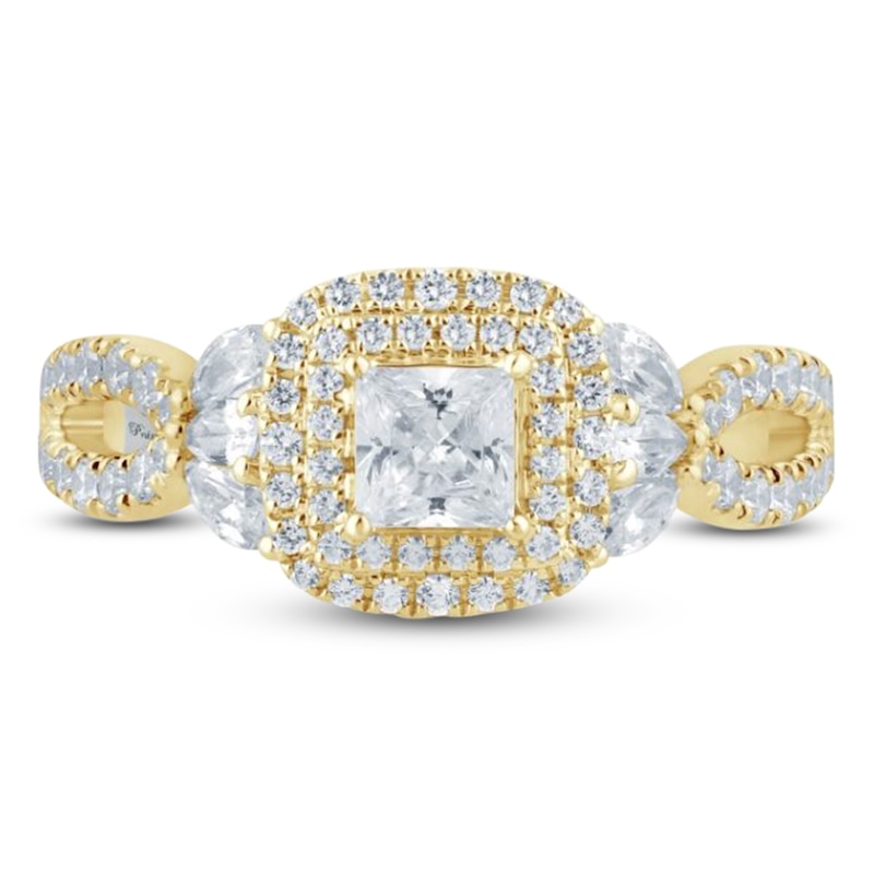 Pnina Tornai Princess-Cut Double Halo Engagement Ring 1-1/8 ct tw 14K Yellow Gold