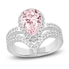 Thumbnail Image 0 of Lab-Created Pear-Shaped Pink Diamond & Lab-Created White Diamond Engagement Ring 2-3/4 ct tw 14K White Gold