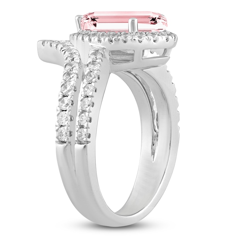 Lab-Created Pear-Shaped Pink Diamond & Lab-Created White Diamond Engagement Ring 2-3/4 ct tw 14K White Gold