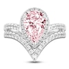 Thumbnail Image 2 of Lab-Created Pear-Shaped Pink Diamond & Lab-Created White Diamond Engagement Ring 2-3/4 ct tw 14K White Gold