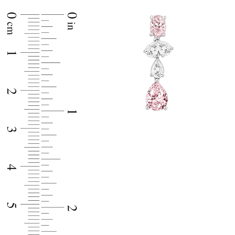 Multi-Shape Pink & White Lab-Created Diamond Drop Earrings 3-1/2 ct tw 14K White Gold