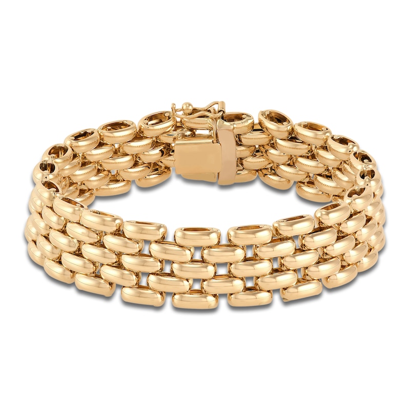 Italia D'Oro Hollow Panther Chain Bracelet 14K Yellow Gold 7.5"