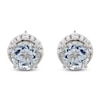 Thumbnail Image 1 of Natural Aquamarine & Diamond Stud Earrings 1/10 ct tw 10K White Gold