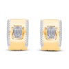 Thumbnail Image 2 of Kallati Baguette & Round-Cut Diamond Huggie Hoop Earrings 1/4 ct tw 14K Yellow Gold