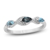 Thumbnail Image 1 of Marquise-Cut Natural London & Swiss Blue Topaz Ring 1/10 ct tw Diamonds 10K White Gold