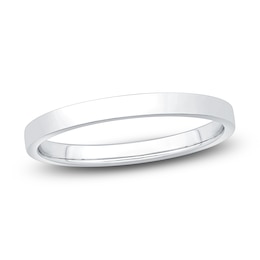 Flat Wedding Band 14K White Gold 2mm