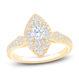 Multi-Diamond Marquise-Shaped Fashion Ring 3/4 ct tw 14K Yellow Gold