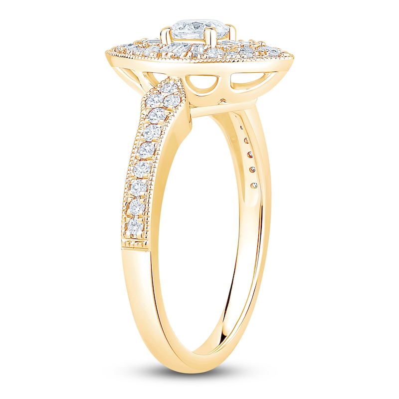 Main Image 2 of Multi-Diamond Marquise-Shaped Fashion Ring 3/4 ct tw 14K Yellow Gold