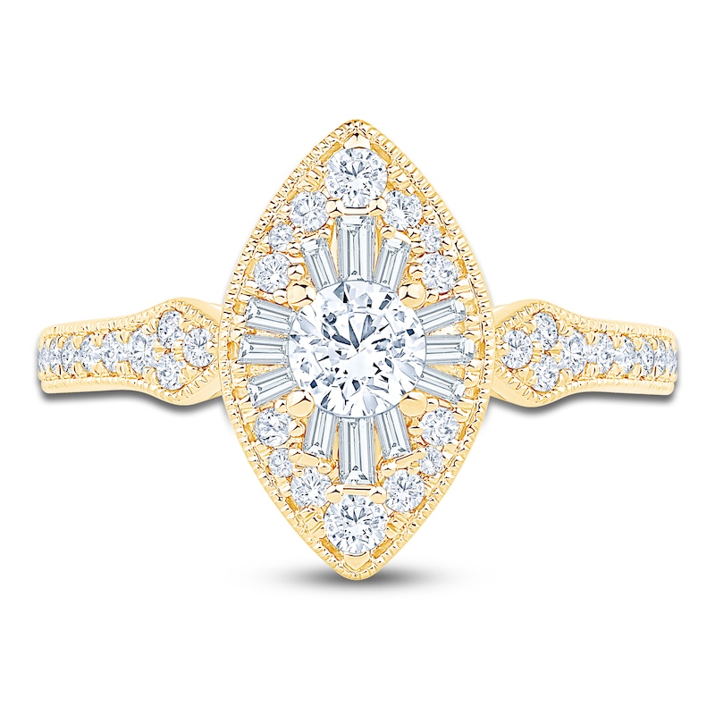 Main Image 3 of Multi-Diamond Marquise-Shaped Fashion Ring 3/4 ct tw 14K Yellow Gold