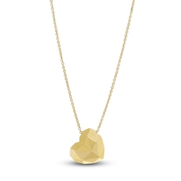 Italia D'Oro Faceted Puff Heart Necklace 14K Yellow Gold 18&quot;