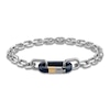 Thumbnail Image 1 of Forged by Jared Men's Link Bracelet Sterling Silver, Blue Ion-Plated Damascus Steel & 18K Yellow Gold 8.5&quot;