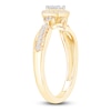 Thumbnail Image 2 of Princess-Cut Quad Diamond Cushion Halo Promise Ring 1/4 ct tw 10K Yellow Gold