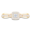 Thumbnail Image 3 of Princess-Cut Quad Diamond Cushion Halo Promise Ring 1/4 ct tw 10K Yellow Gold