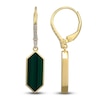 Thumbnail Image 1 of Hexagon-Cut Natural Malachite & Diamond Dangle Earrings 1/15 ct tw 14K Yellow Gold