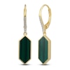 Thumbnail Image 2 of Hexagon-Cut Natural Malachite & Diamond Dangle Earrings 1/15 ct tw 14K Yellow Gold