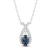 Thumbnail Image 1 of Montana Blue Oval-Cut Natural Sapphire & Diamond Necklace 1/10 ct tw 14K White Gold 18&quot;