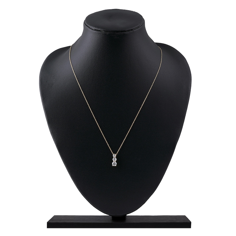 Main Image 5 of Lab-Created Diamond Graduated Three-Stone Drop Necklace 1 ct tw 14K Yellow Gold 18&quot;